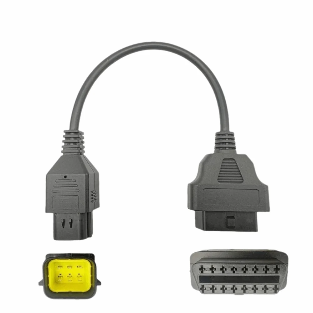New 6 Pin to 16 Pin OBD2 Adapter Cable Plug and Play ABS OBD2 Conversion Cable Motorcycle Scan Cable Motorcycle ECU Data Reading
