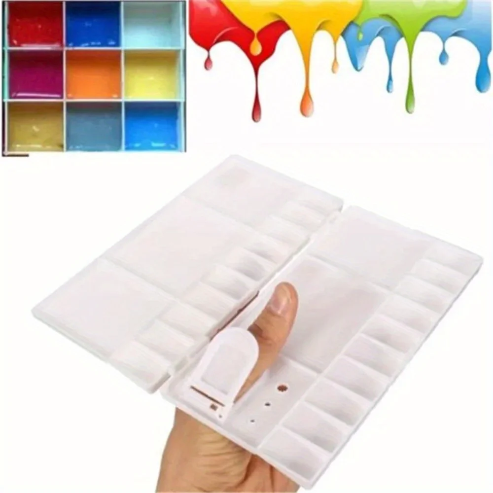

Large Art Paint Palette with 25 Grids Artist Oil Watercolor Plastic Tray for Painting Drawing Supplies And Organizer