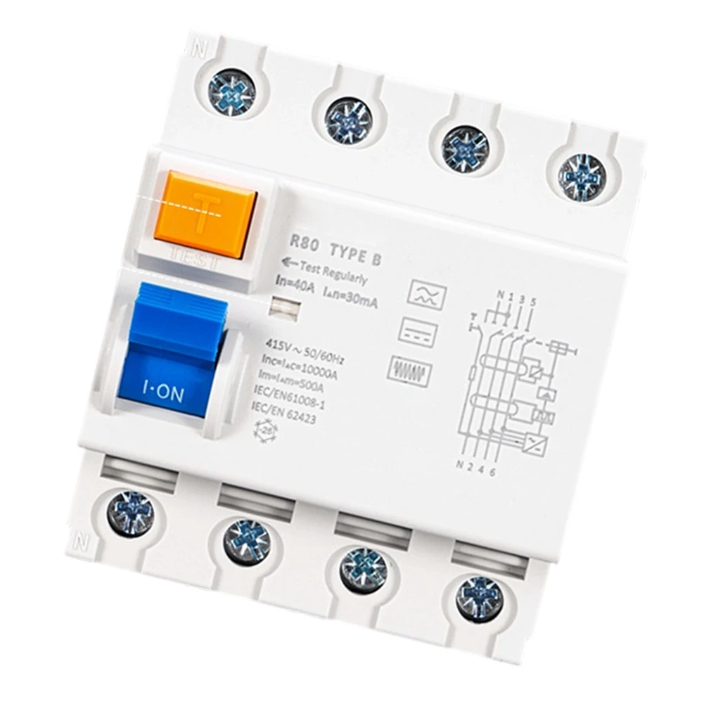 100A Type B DC RCCB for Use in Charging Station for protection Systems with R80 4P 40A 30mA and R80 4P 63A 30mA Options
