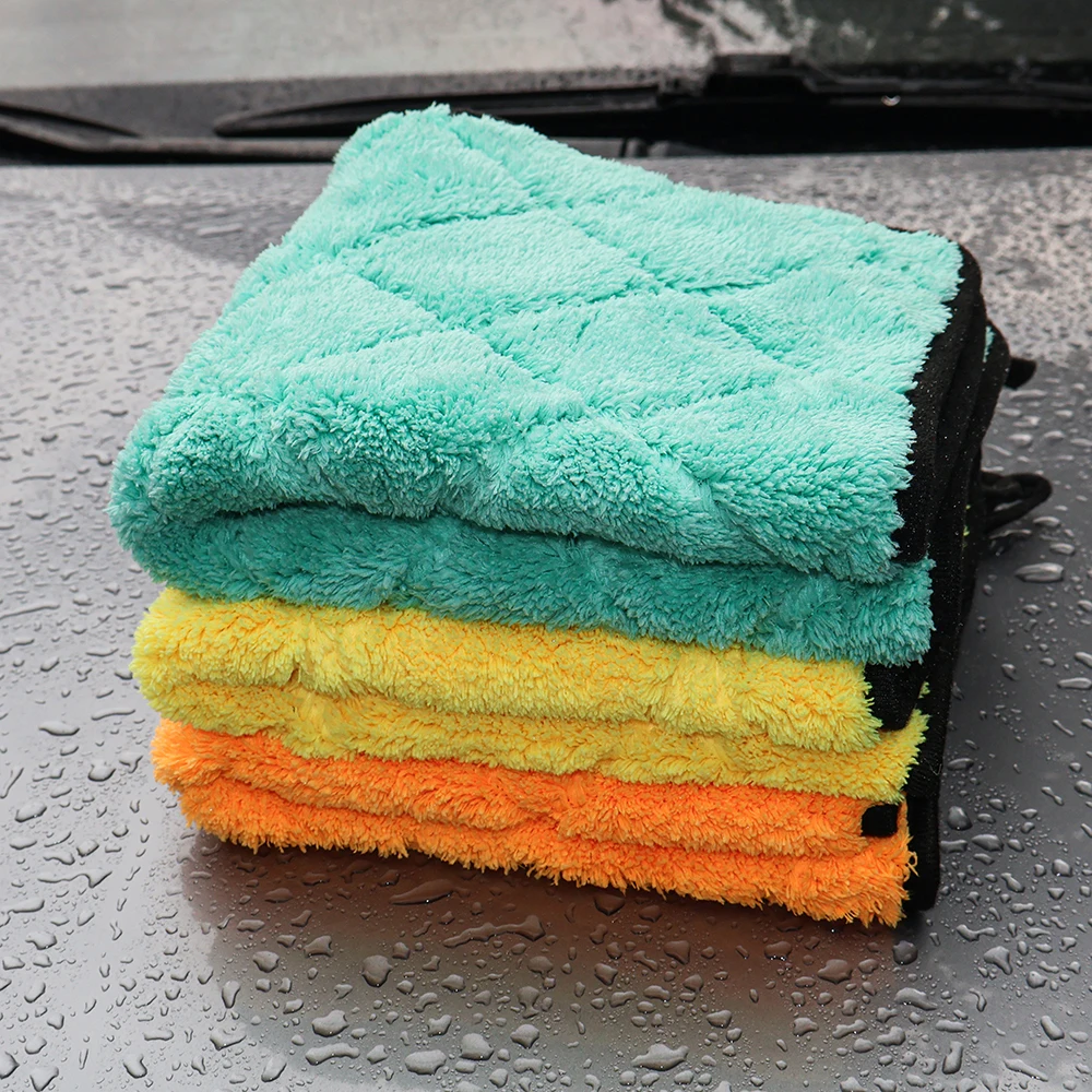 AUTOBRIGHT 850gsm 40x40cm Microfiber Cleaning Towel Yellow Orange Green Wash Towels Car Detailing Drying Cloth Car Washing Tools