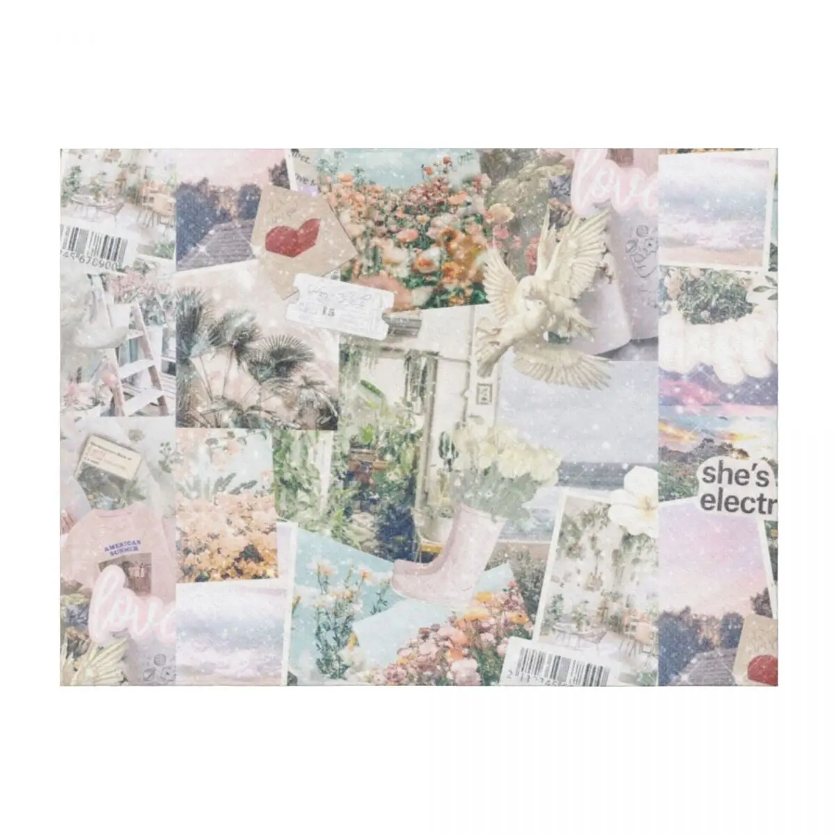 

Pastel Aesthetic Collage Throw Blanket Luxury Thicken Picnic Custom Luxury Brand Blankets