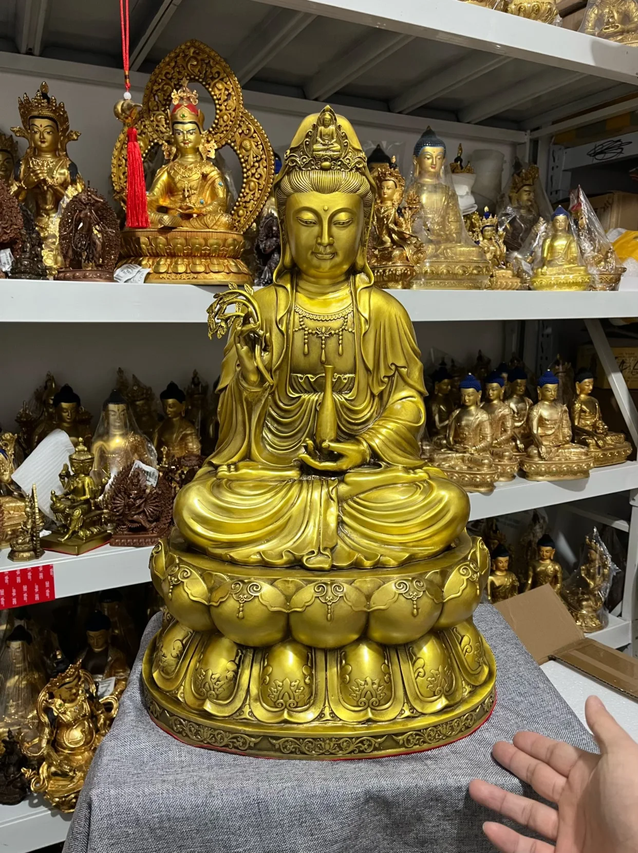 50cm huge Home family Worship copper Guanyin Bodhisattva bless safety healthy Copper PU SA statue Buddha Hall Altar Worship