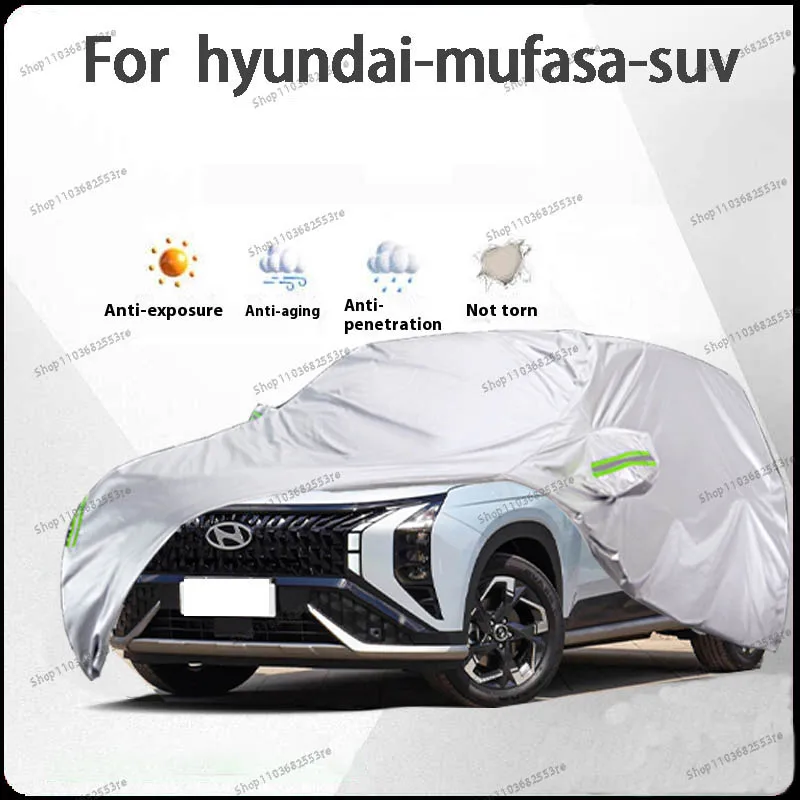 

For Hyundai Mufasa Fit Car Cover Waterproof Dustproof Sunshade (UV) Snowproof Silve Full Cover with All-Day Protection
