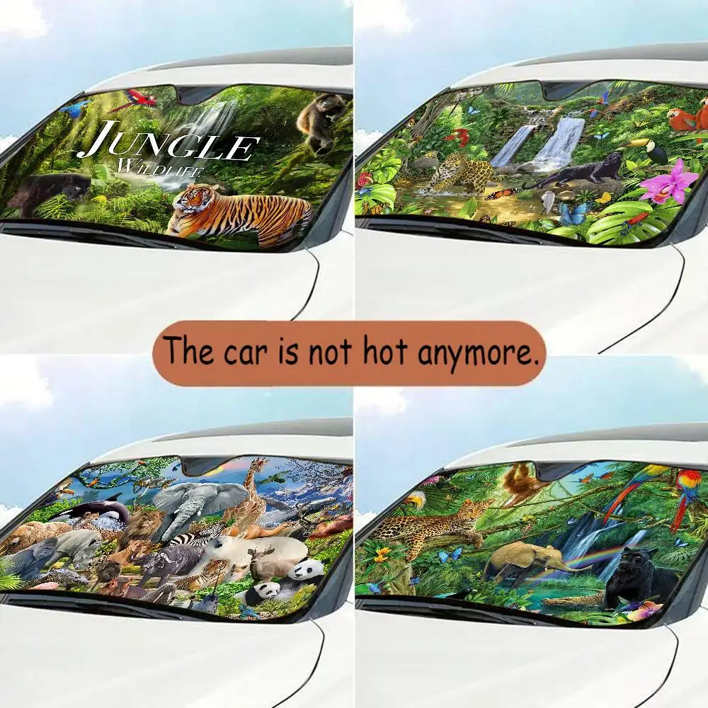 

Jungle adventure Heated Windshield Sunshade Car Window Windscreen Cover Sun Shade Auto Sun Visor Car-covers