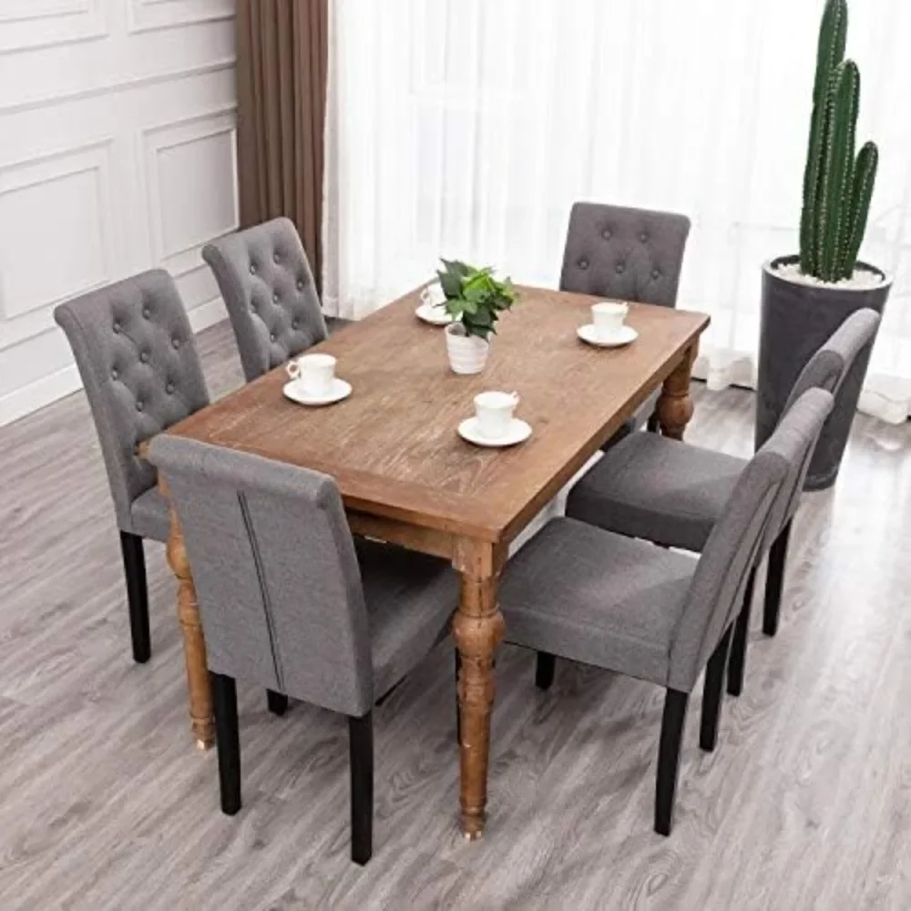 

Dining Chairs Set of 6 Chairs Upholstered Fabric with Button-Tufted Details Fashionable and Sturdy Easy to Assemble (Gray)