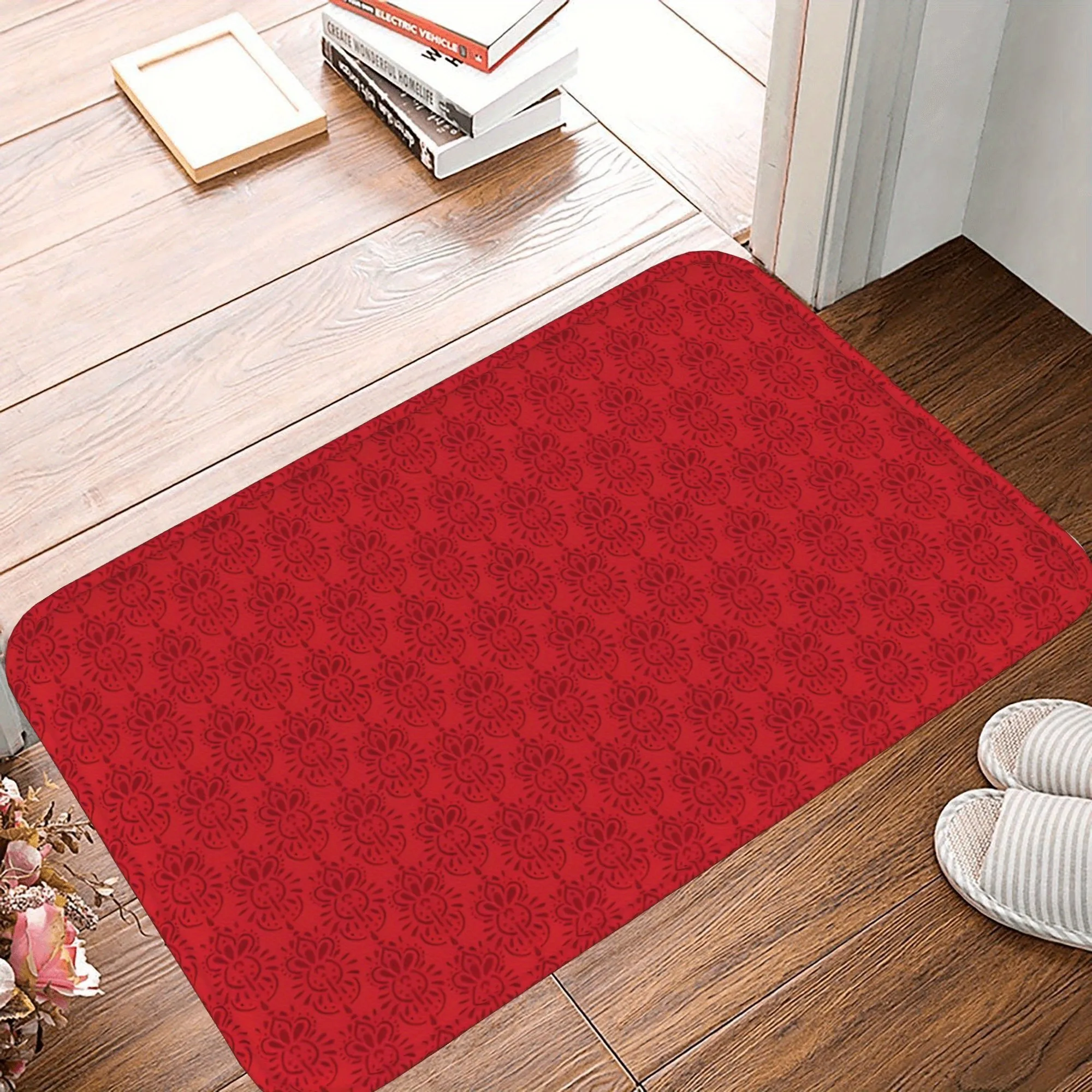 

1PC Repetitive geometric Motif Kitchen Rug Non-Slip Door Mat Pop design Bathroom Rug Bath Mat Carpet for Home Sink Laundry Decor