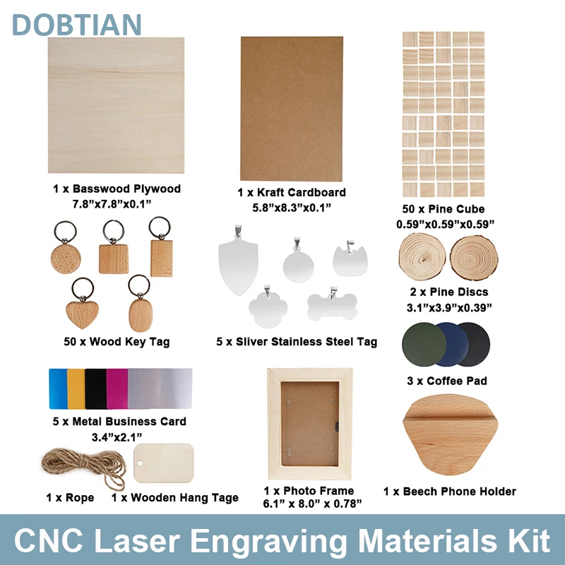 cnc-laser-material-kit-wood-diy-making-11-kinds-material-stainless-steel-pine-cnc-laser-engraving-material-set-for-woodwork