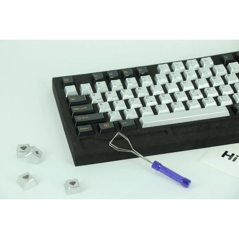 Aluminum Alloy Keycaps for 75% Mechanical Keyboard Cherry Profile High Gloss Artisan Point Metal Key Caps Black Game Accessories