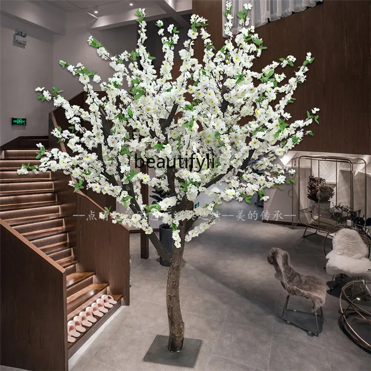 Simulation Pear Flower Tree Large Decoration Shaped Tree Living Room Interior Cherry Blossom Happiness Fake Trees Hotel