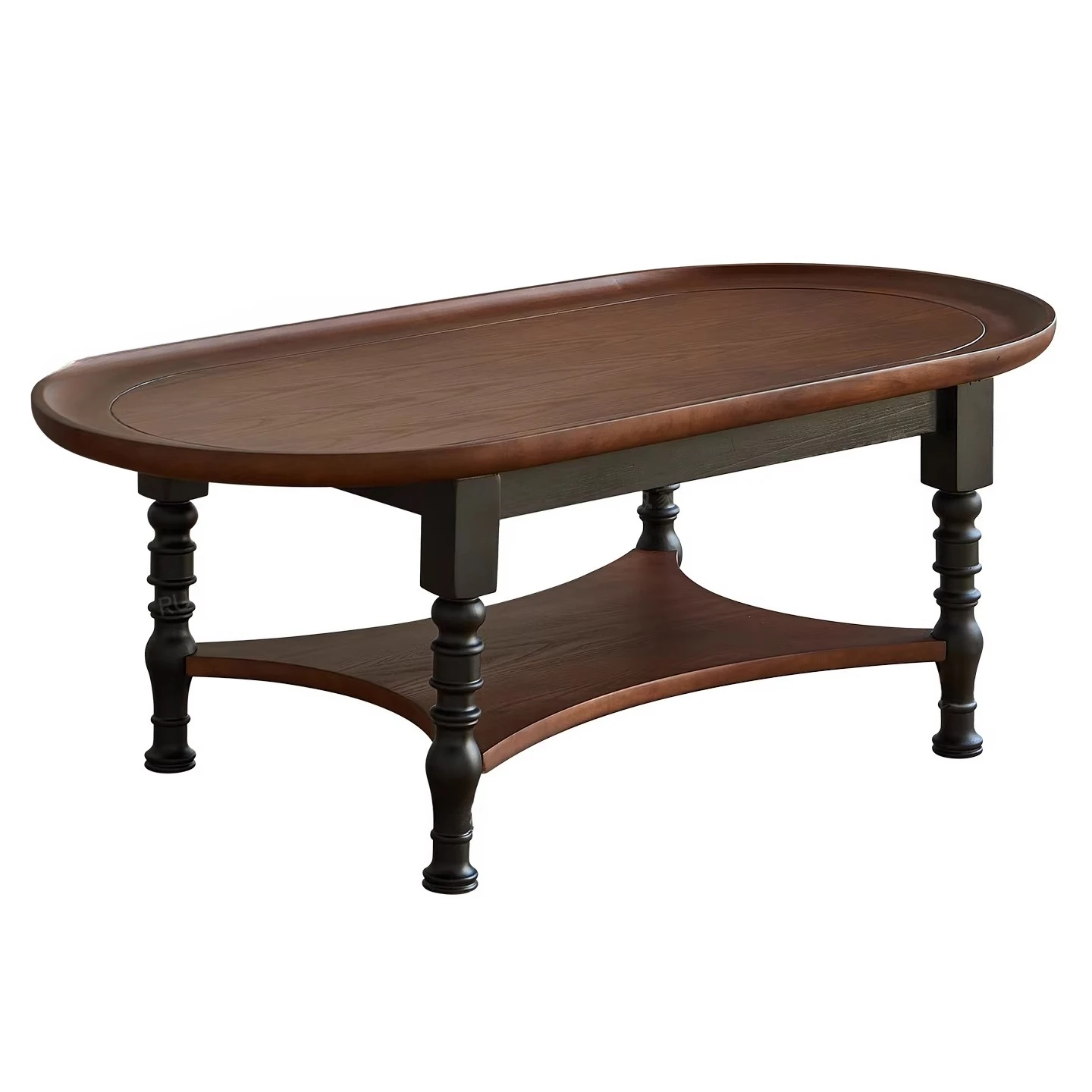 

Retro Solid Wood Oval, Coffee Table Living Room Household Small Apartment, Low Table Square and Long Coffee Table
