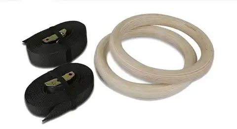 28MM Trä Gymnastikringar med Justerbara Kamspännen Remmar Fitness Hemmagymutrustning Styrketräningsutrustning 8 best sales gymringar - №2