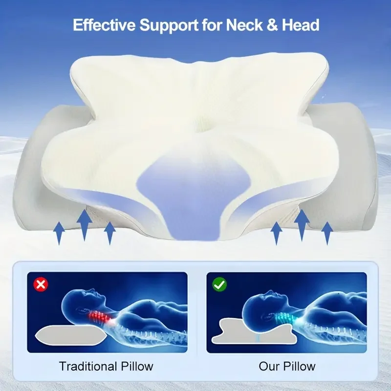 Memory Foam Pillows Smooth Cool Ergonomic Neck Support Pillow For Pain Relief High Elastic Soft Washable Home Pillows Bedding