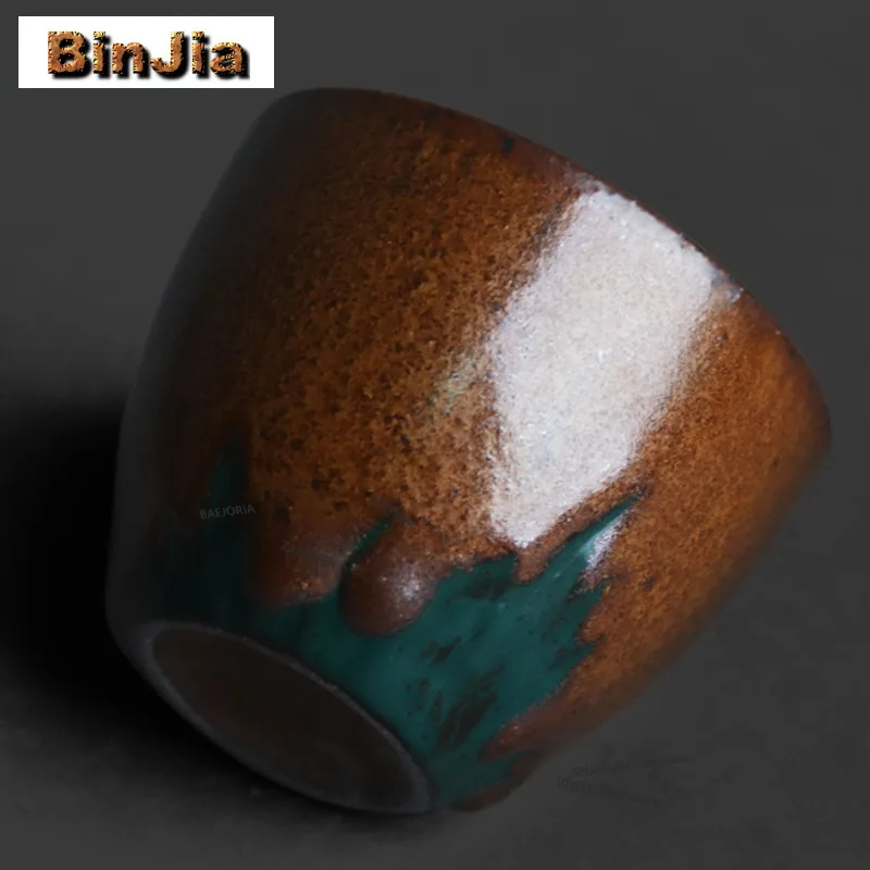 2pc/lot Kiln Fambe Gold Stone Glaze Hill Teacup Retro Tea Bowl Jug Tea-tasting Fragrance Cup Jianzhan Master Cups Tableware 80ml