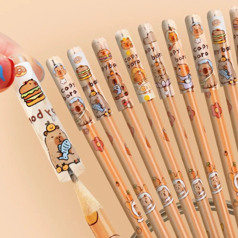 6 teile/satz niedlichen Capibala Bleistift kappe Kunststoff Cartoon Stift Topper Schutzhülle Student liefert Bleistift Extender Schul büro