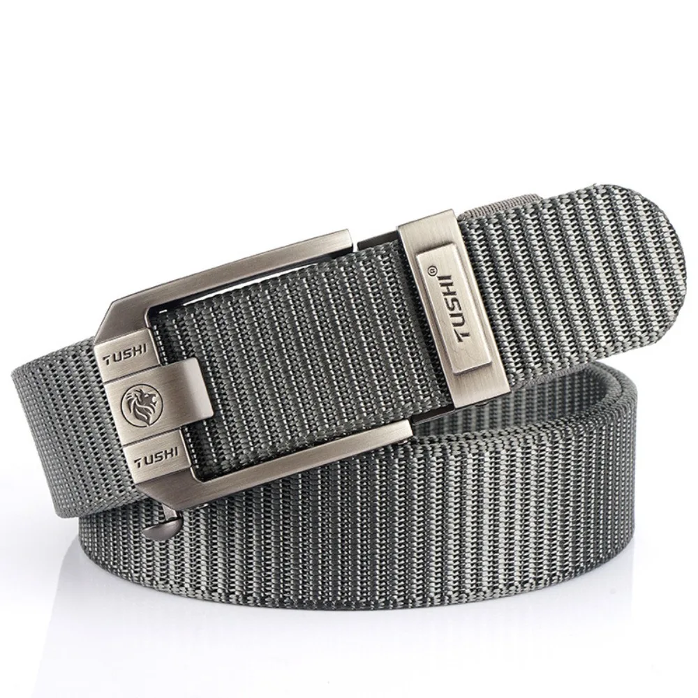 Fashion Retro Letter Men Nylon Alloy Belt Non-porous Versatile Pin Buckle Belt Thicken Classic Casual Belts Business Wear