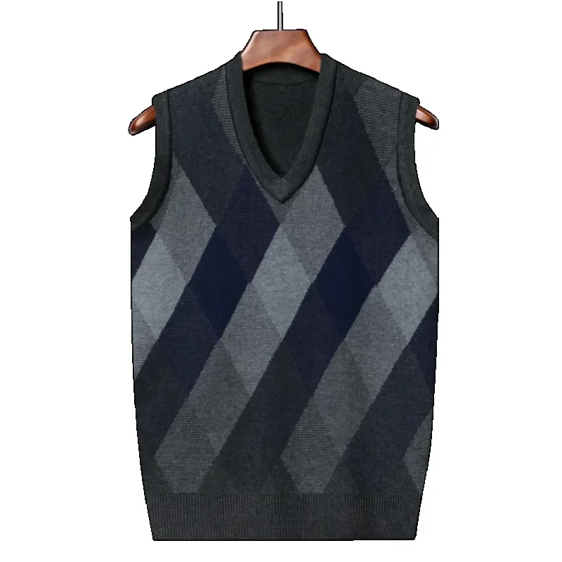 

Mens V-Neck Sleeveless Vest Classic Business Gentleman Knitwear Knitted Sweater Tank Tops