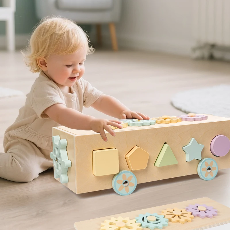 ألعاب مونتيسوري للطفل فرز الألوان ألعاب التعليم المبكر لعبة مطابقة الشكل معدات الربط الخشبية ألعاب حسية للمحرك الدقيق #1
