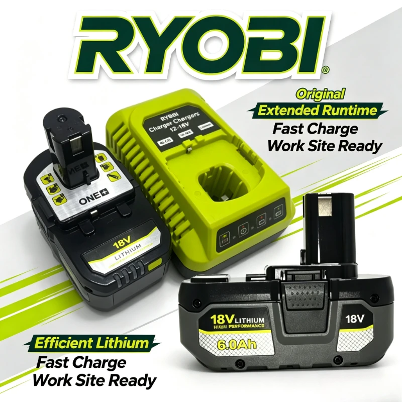 RYOBI Original 18V 4.0Ah Li‑ion Battery Fit For P263 Impact Wrench P519 Reciprocating Saw Long Runtime Power Tool Replacement