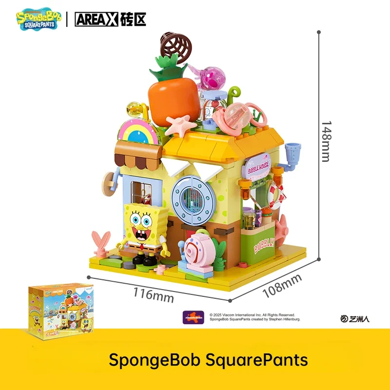 ใหม่ Areax SpongeBob SquarePants Series Building Blocks Squidward Tentacles Street View การศึกษาประกอบของเล่นชุดของขวัญ