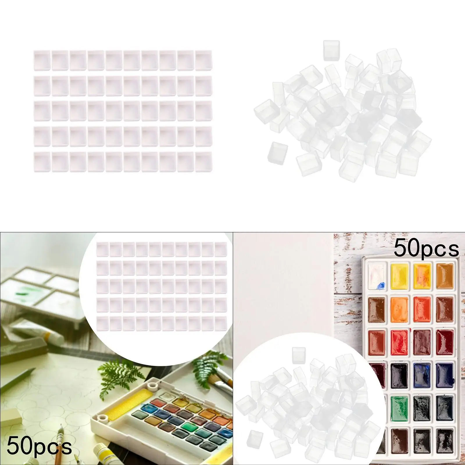 50 Pieces Empty Watercolor Paint Pans 2ml Craft Supplies Lightweight Beginner Multipurpose Practical DIY for Painting Palette