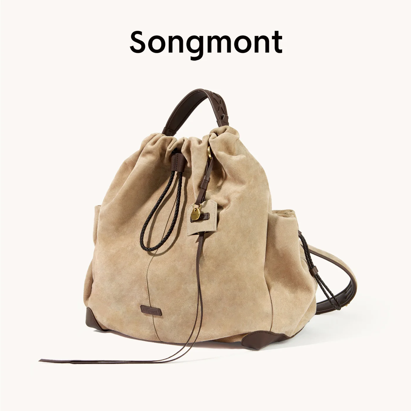 

Songmont двойной плечевой рюкзак из овчины большой вместимости, стильный женский рюкзак, мужская большая сумка в роскошном стиле