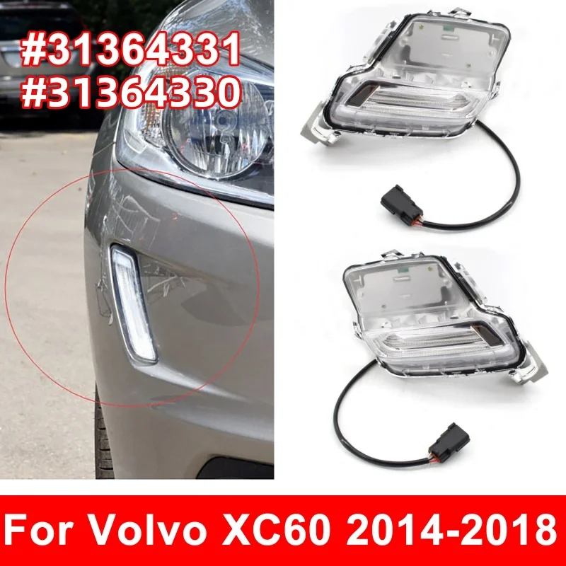 

1/2Pcs Car Front Bumper LED DRL Daytime Running Lamp Fog Light For Volvo XC60 2014-2018 #31364331,31364330
