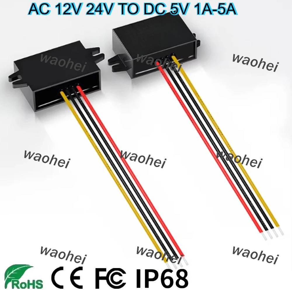 

AC to DC Converter 24V to 5V 1A 2A 3A 5A Power Converter AC12V 24V to DC5V 5A 25W Power Module for LED Monitoring Equipment CE