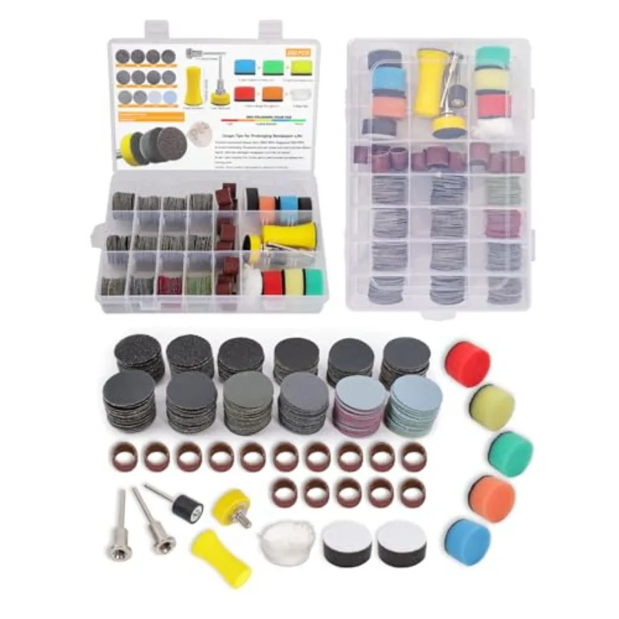 268 PCS 1 Inch Wet Dry Sanding Discs and Drums for Dremel Sanding Bits, Hook and Loop Sandpaper 60-10000 Grit for Dremel Rotary