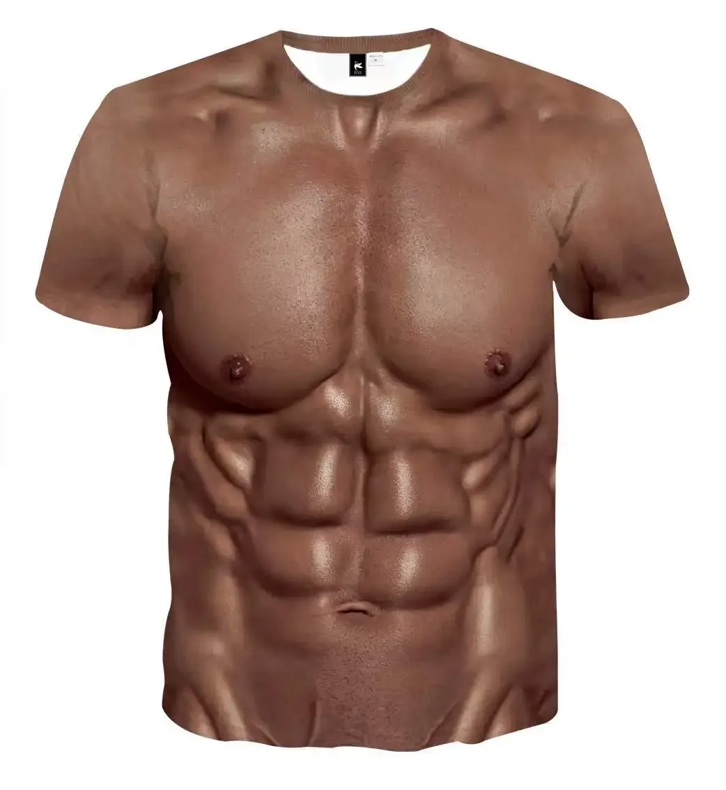 Muscle 3D T-shirt Muscle Tattoo Print T-shirt For Summer Beach Holiday Men Short Sleeve 3d Digital Printing T-shirt Casual Tops