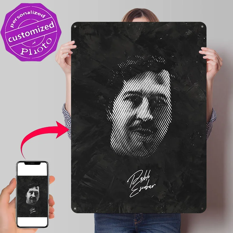 Pablo Escobar Portrait Poster Retro 3D Printed Metal Signs Customized Wall Hanging Gift for Home Decor Ornaments Decoration Room
