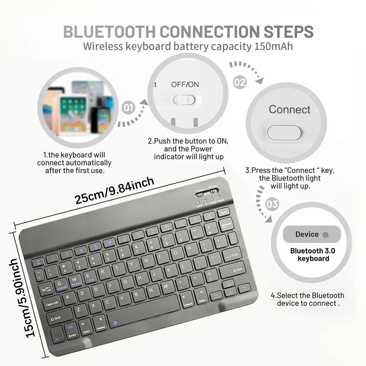 Wireless Keyboard and Mouse Combo for ipad Tablet Slim Rechargeable Bluetooth Keyboard Mouse For Android IOS Tablet Mac La