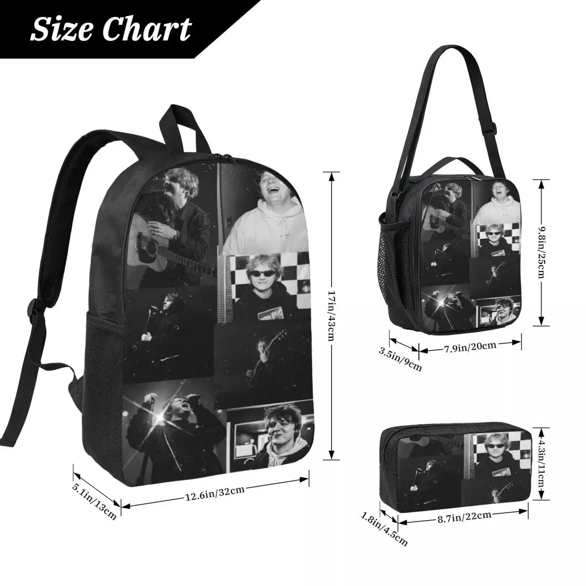 3Pcs Lewis Capaldi Tour 2026 School bags Set for Children Pencil Boxes Backpack Sets with Lunch Box For School Students Daypack