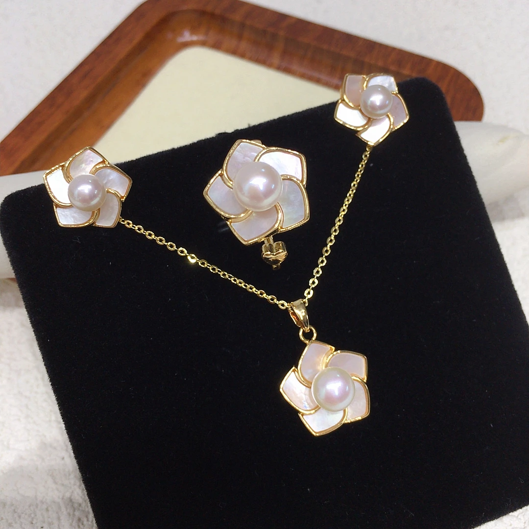 ZHBORUINI Freshwater Pearl Jewelry Set with Windmill Design Earrings Rings Pendants Natural Seashells 2025 New Collection Gift