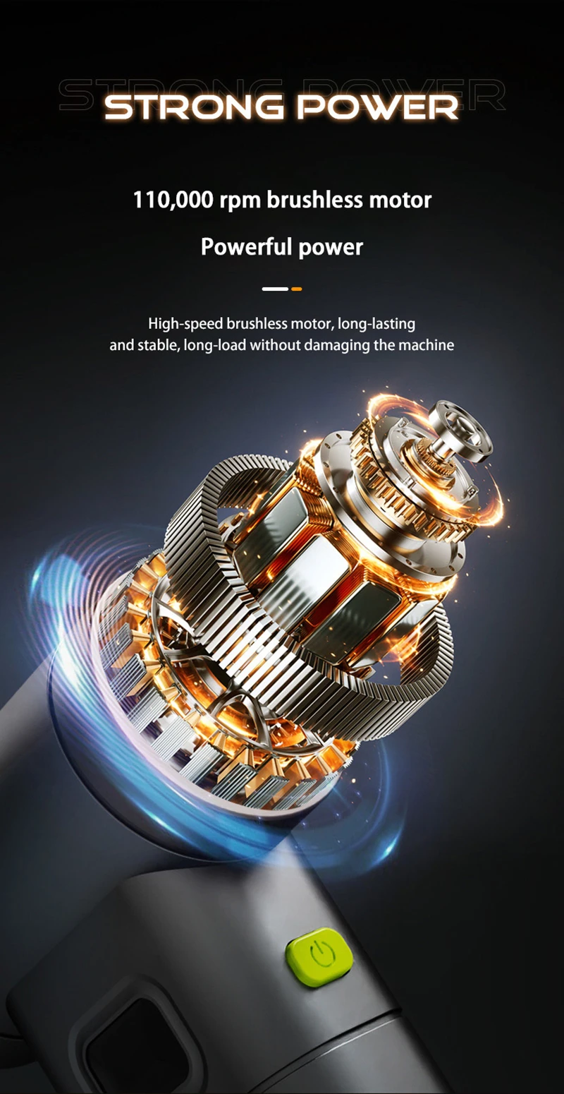 

Ультрапортативный ручной турбовентилятор Аккумуляторный двигатель емкостью 6000 мАч для мощного воздушного потока Идеально подходит для мини-вентилятора Наружный вентилятор и пылеочиститель