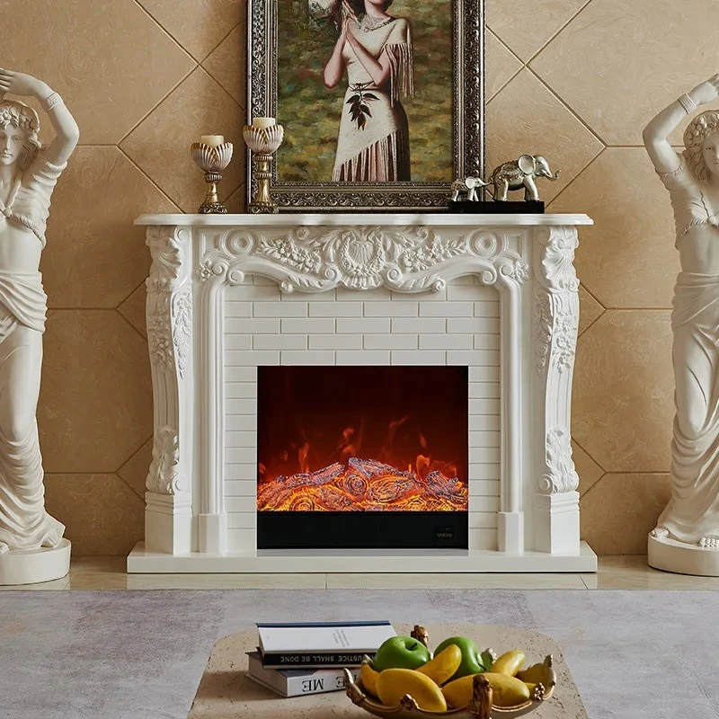 

fireplace solid wood retro simulation flame decorative cabinet heating