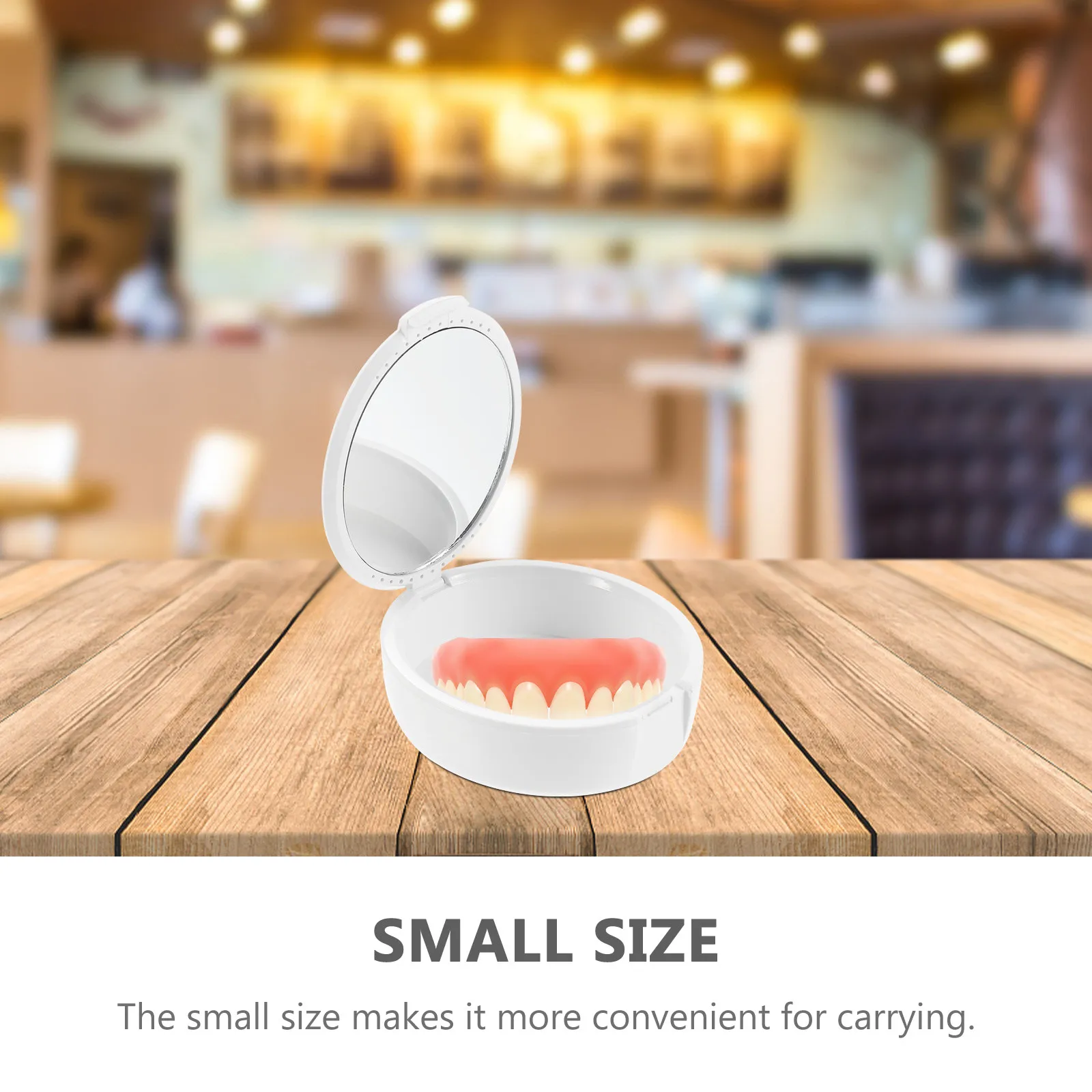 

1Pcs Durable Denture Storage Case Practical Box with Mirror for Clean and Secure Denture Storage Dental Brace Case