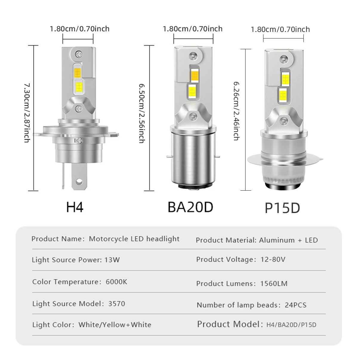 1pc H4 BA20D P15D LED Bulbs HB3 HB4 CSP LED Super Bright Motorcycle Headlight White Yellow Hi/Lo Beam Scooter Spotlight DRL Lamp - view 5