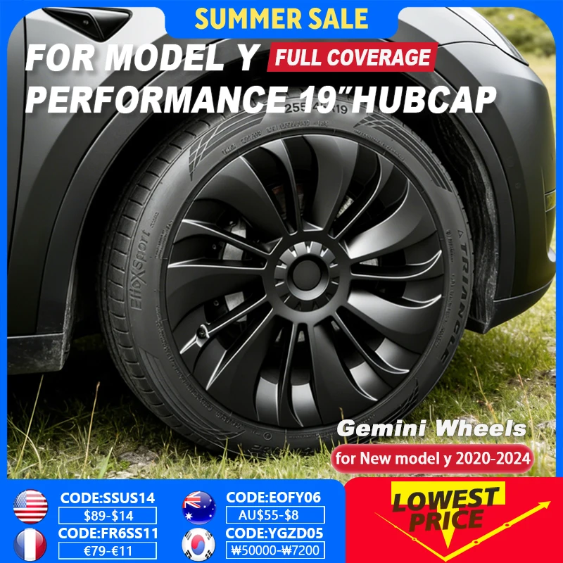 4 SZTUK 19-calowych osłon kół do Tesla Model Y Performance Zamiennik kołpaka samochodowego Pełna osłona felgi Akcesoria samochodowe 2018-2024