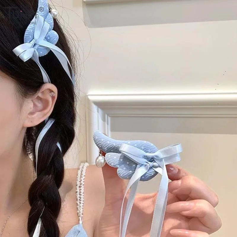 Angel Wing Plush Magic Hair Stickers 2pcs Soft No Tug Bangs Holders Lovely Hair Accessories for Girls Birthday Party