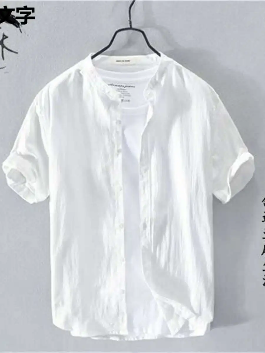 

Новая летняя тонкая хлопково-льняная футболка свободного кроя для мужчин, молодежная повседневная однотонная футболка