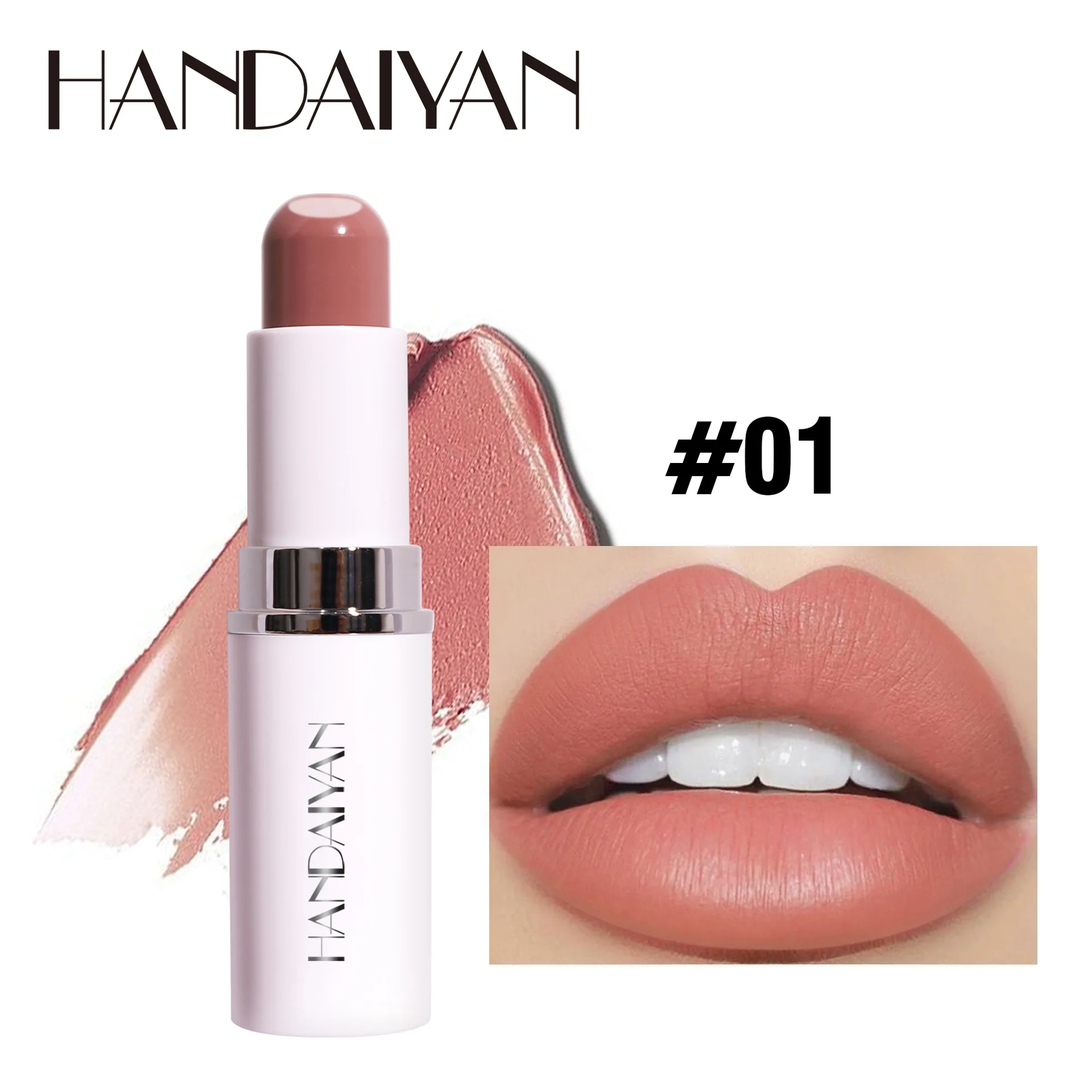 Buildable Lip Color Balm 2-in-1 Lip Balm and Buildable Lipstick Matte Moisturizing Sandwich Double-layered Lipstick, 5.5g