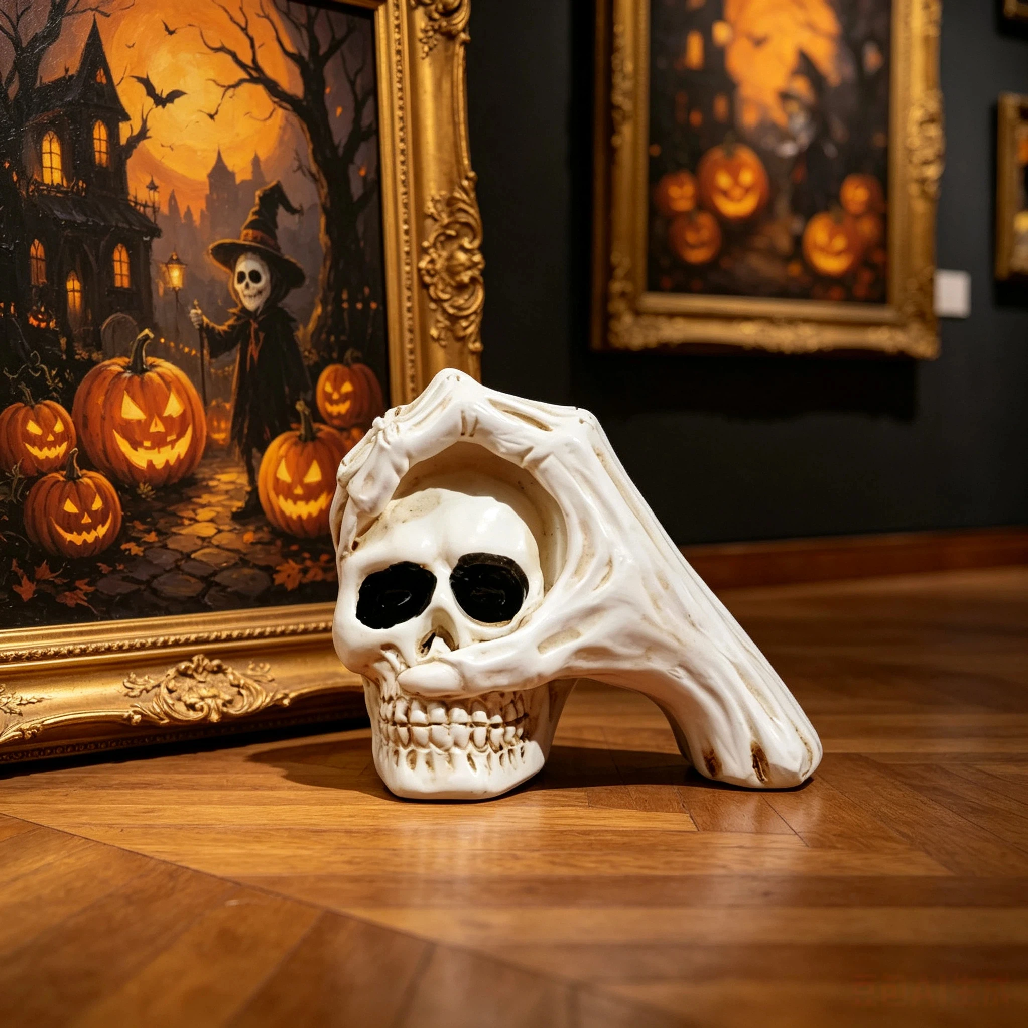 Ornements de main de squelette en résine sur le thème d'Halloween, décorations de fête pour la maison, le salon, l'entrée, le bureau et la table, design vintage en os blanc vieilli pour créer une forte ambiance d'Halloween, accessoires pour fêtes à thème et réunions de famille, décorations artisanales pour table, décorations d'ambiance festive.