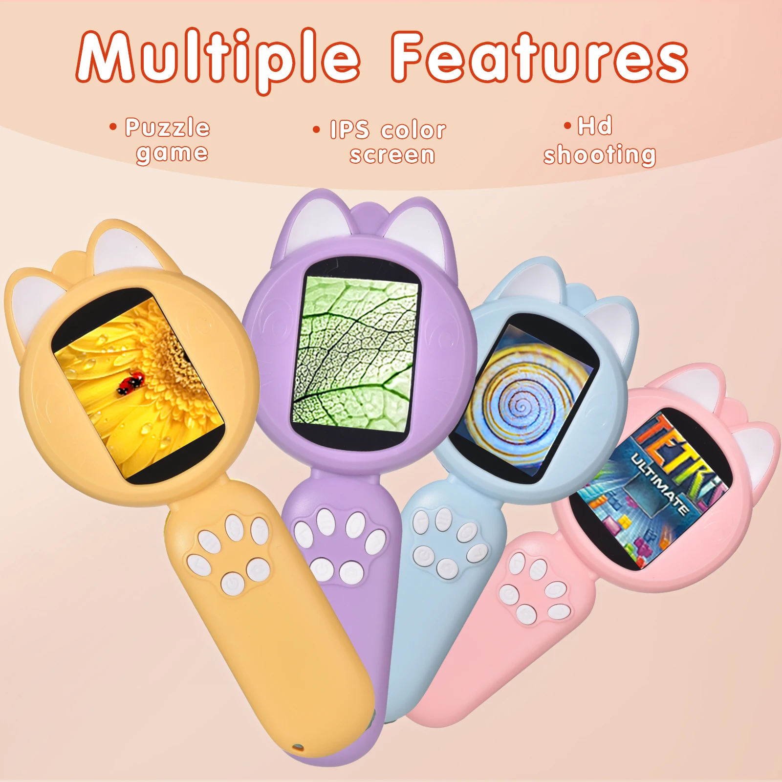Kids Microscope with 2inch IPS Screen Portable Handheld Magnifying Digital Microscope for Children Educational Science Gifts