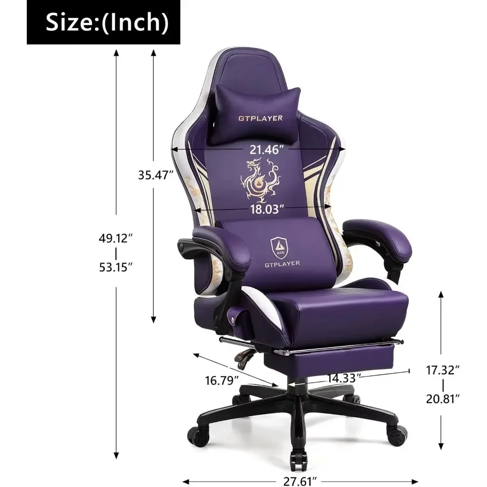 Gaming Chair with Bluetooth Speakers and Footrest, Dragon Series Video Game Chair ，Heavy Duty Ergonomic Chair