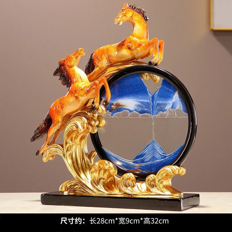 Double horse to success decoration flow hourglass wine rack, living room TV wine cabinet, decoration new home housewarming party
