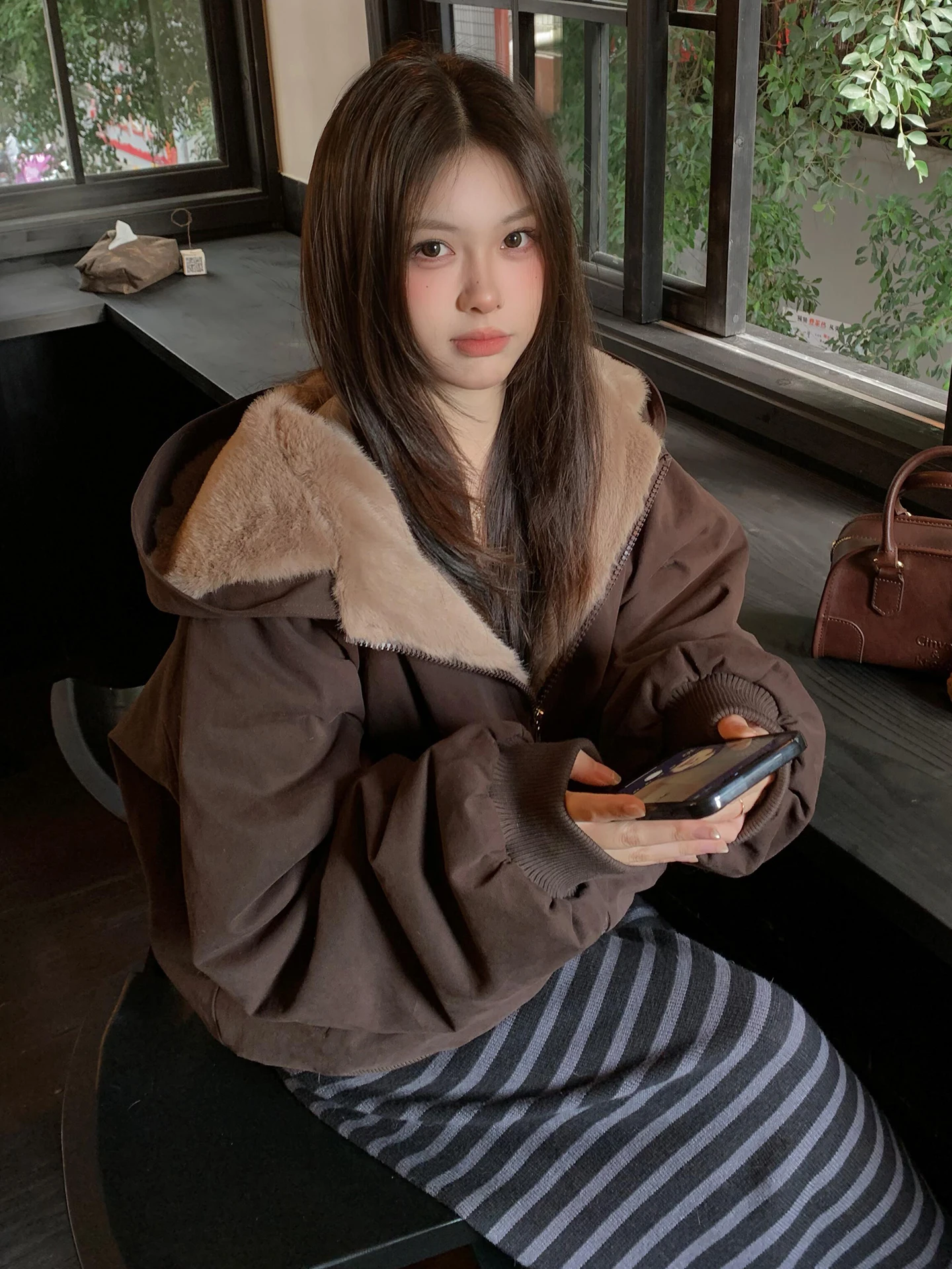 

Корейский элитный кардиган с капюшоном, женский зимний теплый свободный топ из полиэстера, длинный рукав