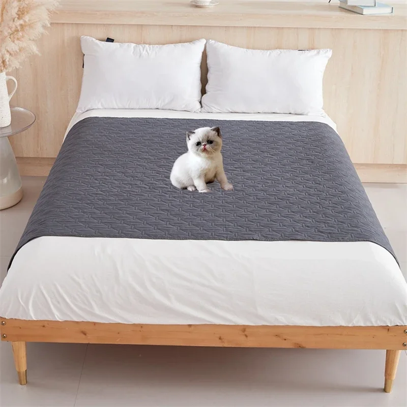 Solid Waterproof Bed Cover Washable Dustproof Mattress Protector Kids Pets Dog Cat Pad Bedspread Mat For Bedroom Livingroom