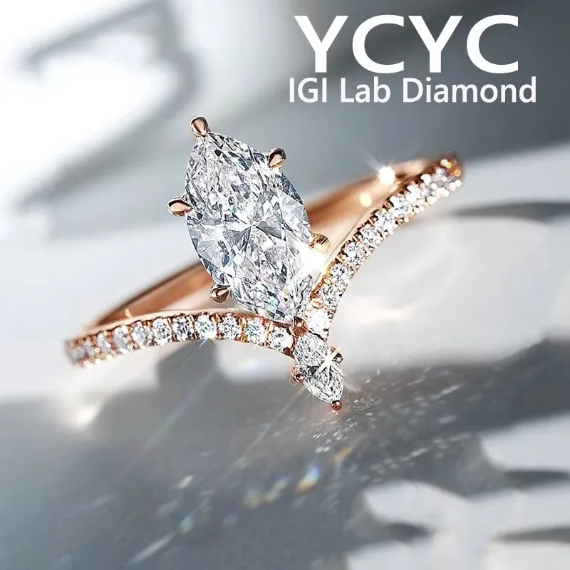 14K Rose gold  Marquise  IGI certificate Lab Grown Diamond Rings for WomenProposal Wedding Bride Jewelry fashion jewelry ﻿