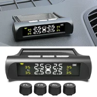 Pantalla LCD Digital Universal inteligente para coche TPMS sistema de supervisión de presión de neumáticos 4 sensores alarma de seguridad automática carga Solar