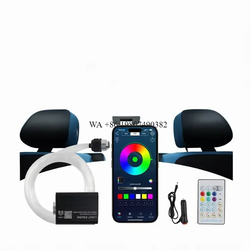 wmwmnu 16W RGBW Twinkle Fiber Optic Starry Sky Roof Light Kit App Remote Control Car Interior Starlight Headliner 12V 24V Kit